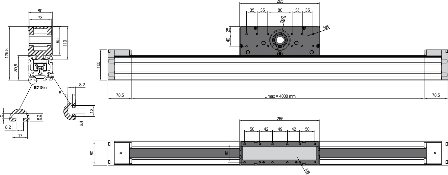 80x80 Linear Zahnriemen Platte Angetrieben